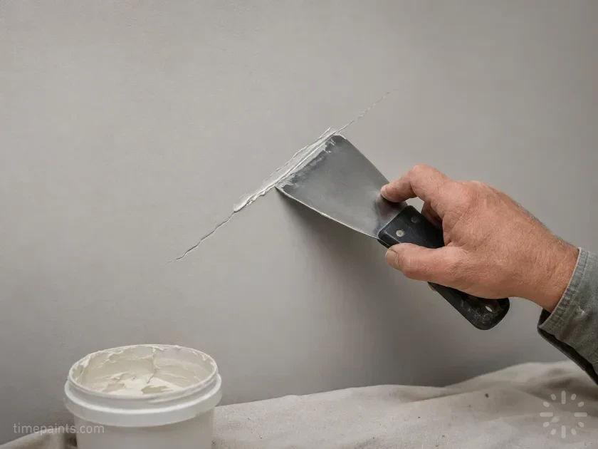 Filling a hairline crack in a smooth plastered interior wall
