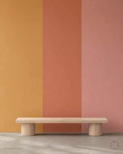 Color wheel emphasizing an analogous scheme with neighboring paint swatches