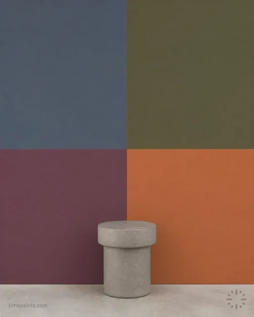 Color wheel emphasizing a tetradic scheme with rectangular-mapped paint selections