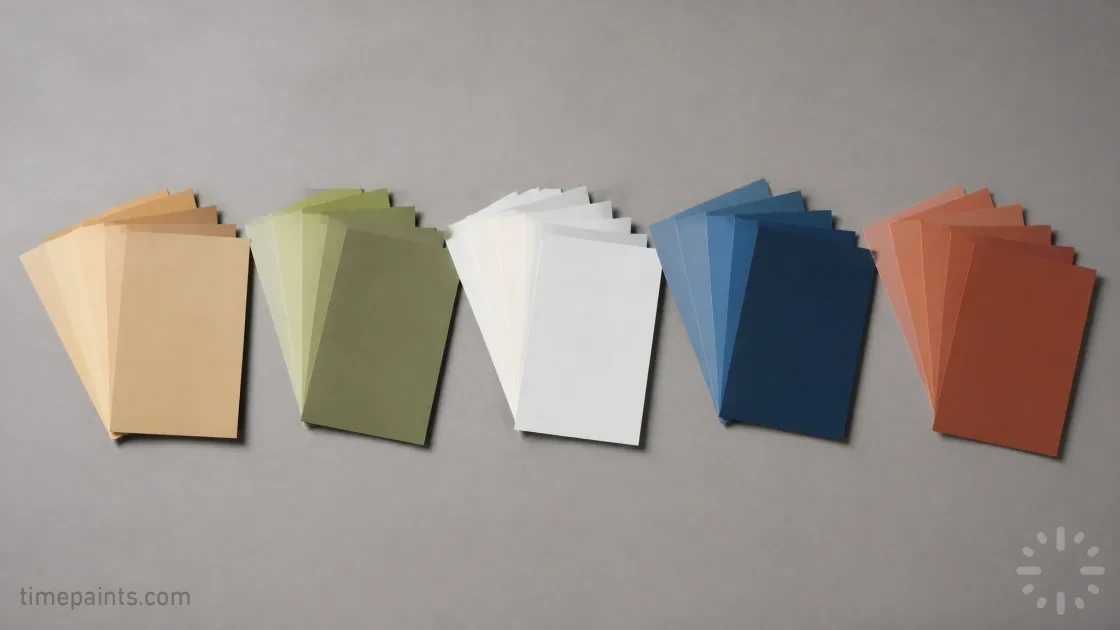 The five 2026 Saudi color trend families shown as paint swatch cards